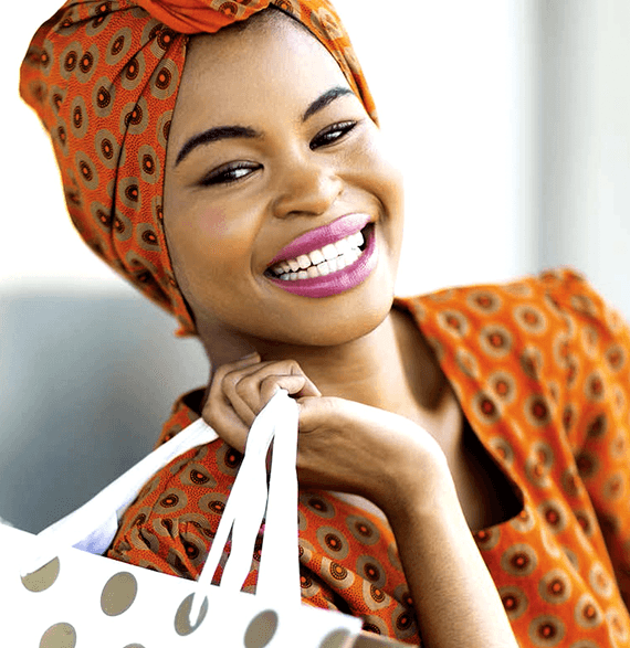 African woman smiling on a portrait